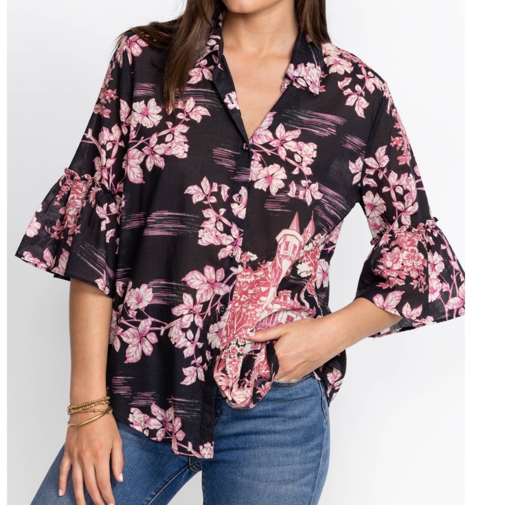 Johnny Was HOUSE ON THE HILL Ruffle sleeve blouse